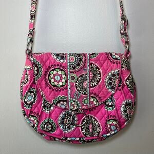 Vera Bradley Women's Cupcakes Pink Saddle Up Crossbody Bag Purse